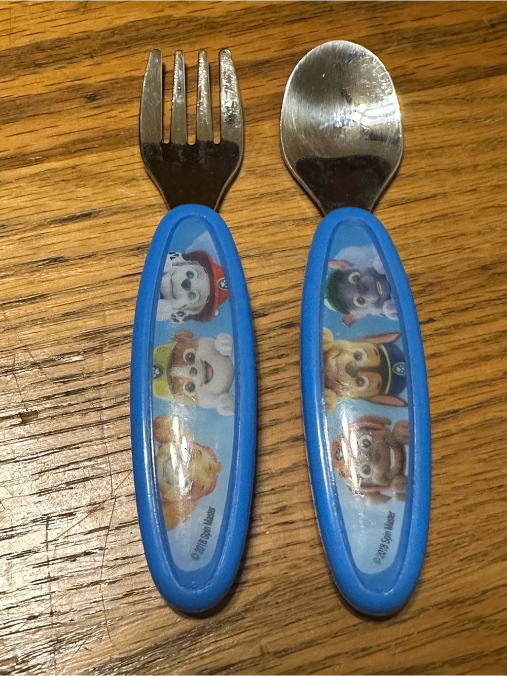 Paw Patrol Kids Fork and Spoon Set - Blue Handles